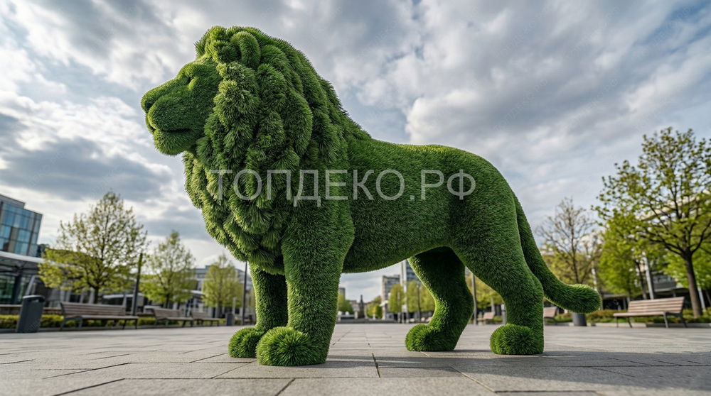 Топиарная фигура лев из искусственной травы