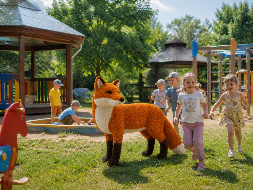 Топиарная фигура лиса из искусственной травы