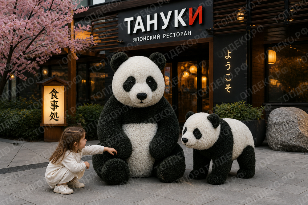 Топиарная фигура панда из искусственной травы